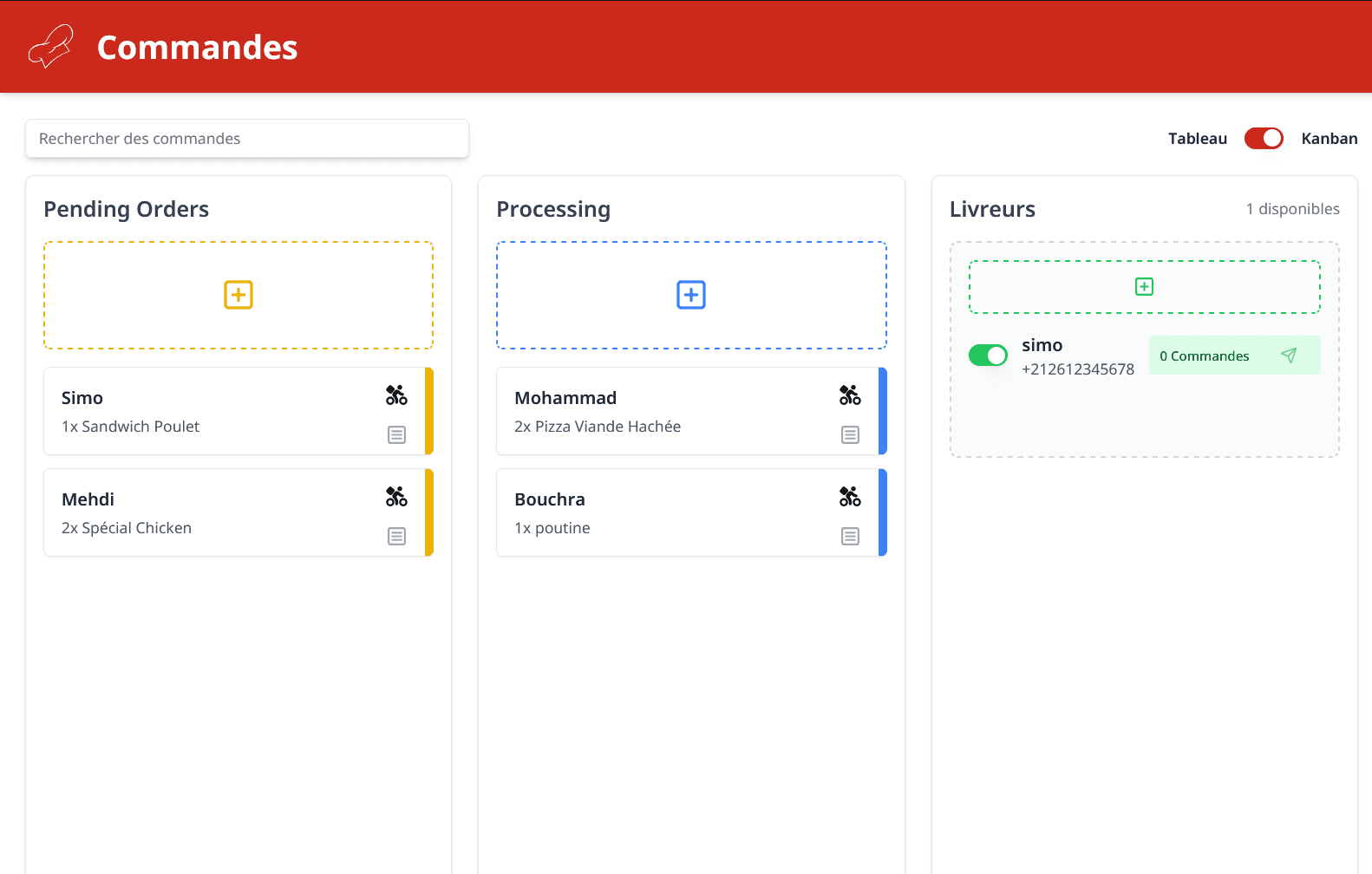 Gestion des commandes